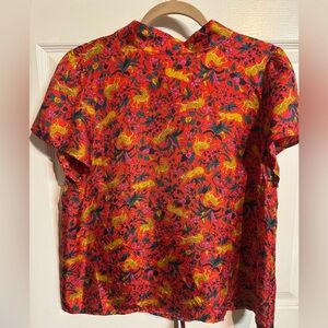 J. Crew Collection Red Floral Top